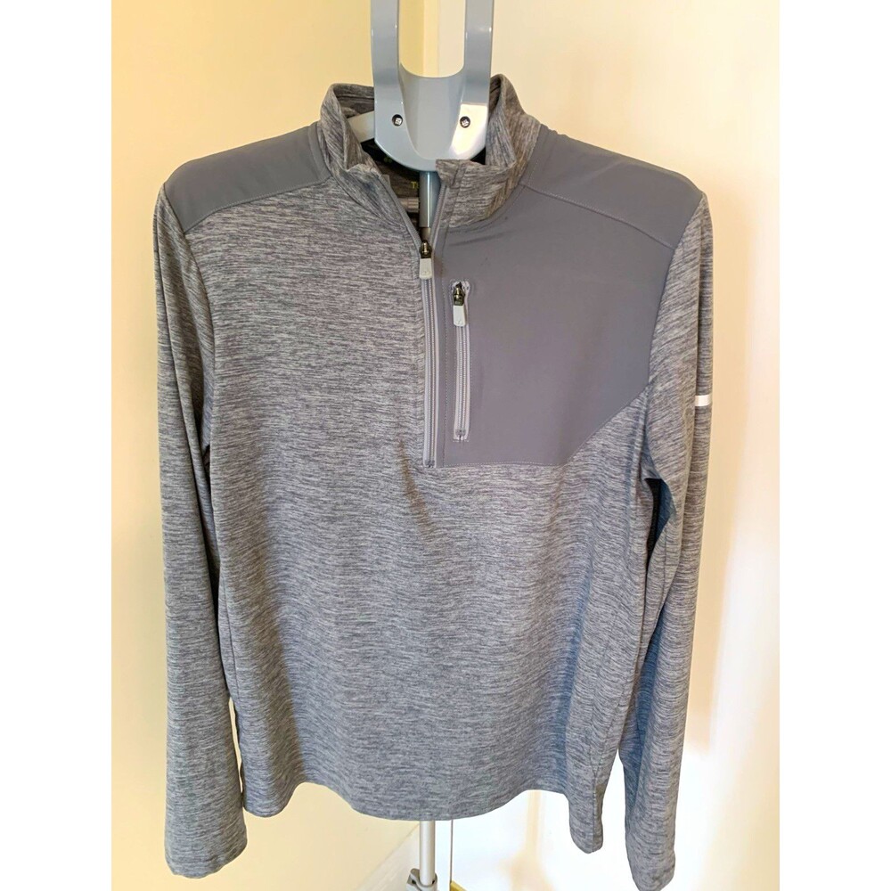 Tek Gear Men's Gray 1/4 Zip Mock Neck Long Sleeve Pullover Top Size M